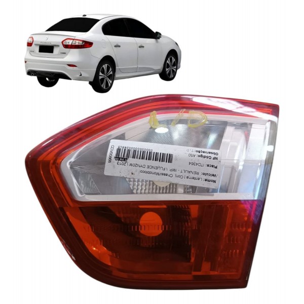Lanterna Direita Tampa Traseira Fluence 2011 2012 2013 2014 Direito/passageiro Vermelho
