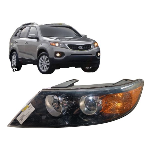 Farol Esquerdo Kia Sorento 2011 2012 Xenon Mascara Ngra