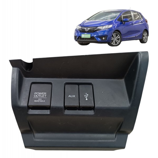 Moldura Entrada Auxiliar Usb Cinzeiro Honda Fit 2015 A 2019