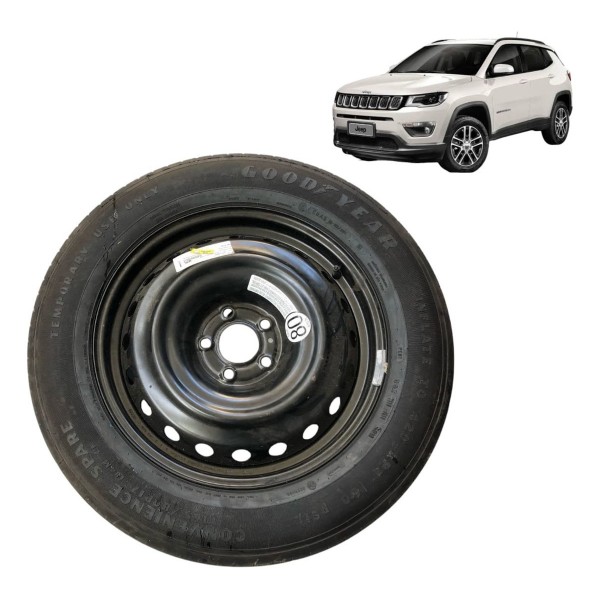 Roda Pneu Estepe Aro 17 Jeep Compass 2019 2020 A 2023 165/80 Preto