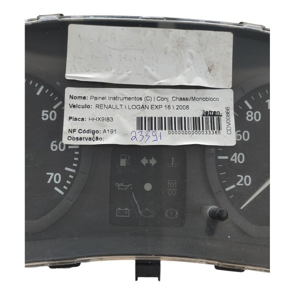 Painel Instrumento Velocímetro Sandero Logan 2007 2008 2009 Preto