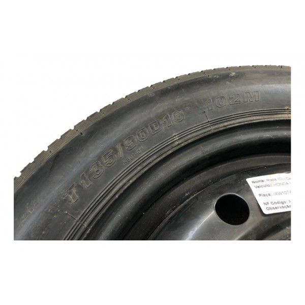 Roda Pneu Estepe Aro 16 Honda Hr-v 2017 2018 A 2022 135/90 Preto