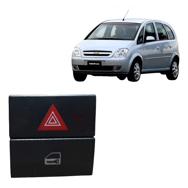 Botão Pisca Alerta Trava Gm Vectra Meriva 2006 2007 A 2012 Preto