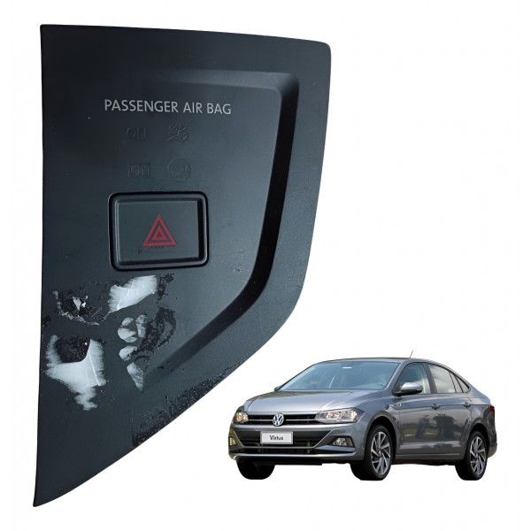 Botão Pisca Alerta Vw Polo Virtus 2018 A 2020 Fosco Moldura Preto
