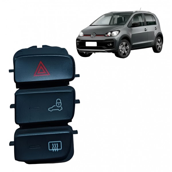 Botão Pisca Alerta Desembaçador Vw Up 2014 2015 2016 2017 Preto