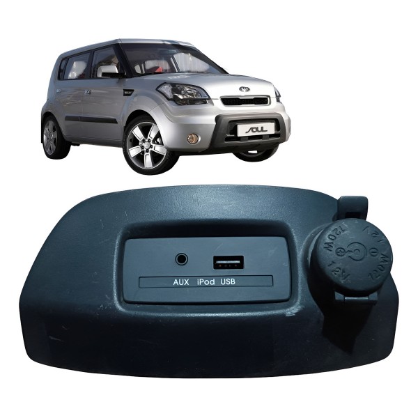 Acendedor Tomada Entrada Usb Auxiliar Kia Soul 2009 A 2012 Preto