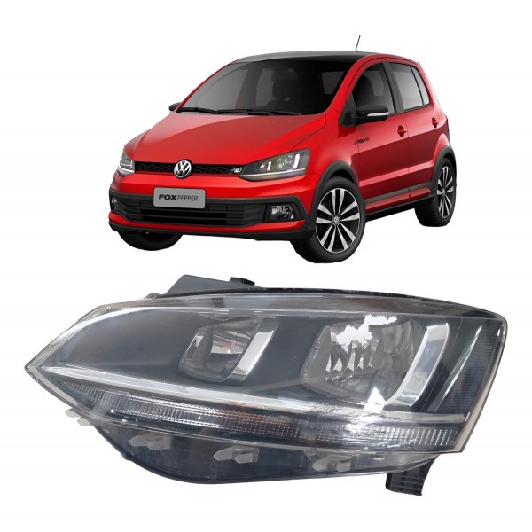Farol Esquerdo Fox 2015 2016 2017 2018 C/mascara Ngra Esquerdo/motorista