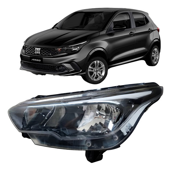 Farol Esquerdo Argo Drive 2018 2019 2020 2021 C/mascara Ngra Esquerdo/motorista