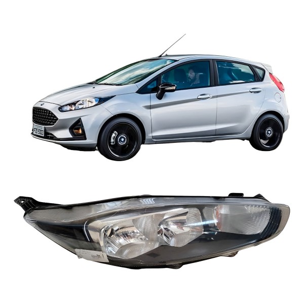 Farol Direito Fiesta 2015 2016 2017 2018 2019 C/mascara Ngra Direito/passageiro