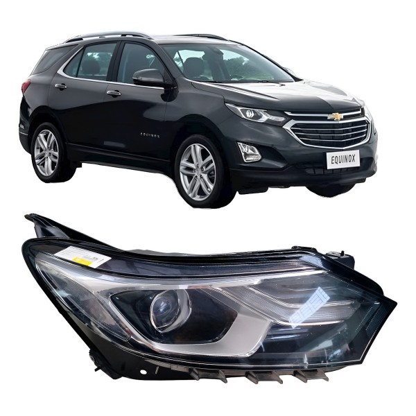 Farol Direito Equinox 2018 2019 2020 C/led Xenon Detalhe Direito/passageiro