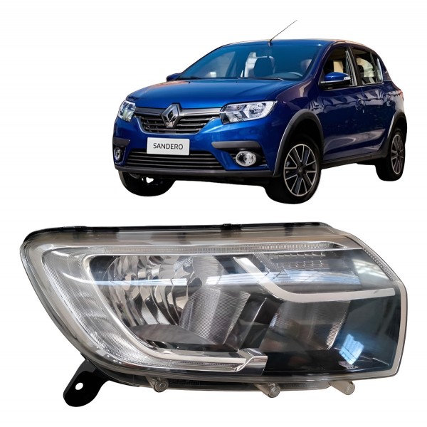 Farol Direito Sandero Logan C/ Led 2020 2021 A 2023 Direito/passageiro
