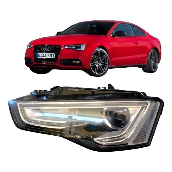 Farol Esquerdo Audi A5 C/led E Xenon 2012 A 2015 Detalhe Esquerdo/motorista