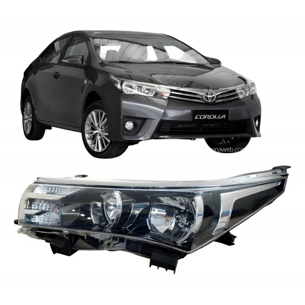 Farol Esquerdo Corolla C/ Mascara Negra 2015 2016 A 2018 Esquerdo/motorista