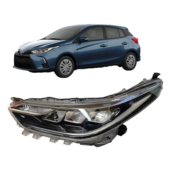 Farol Esquerd Yaris C/ Led Xenon E Mascara Negra 2023 Detalh Esquerdo/motorista