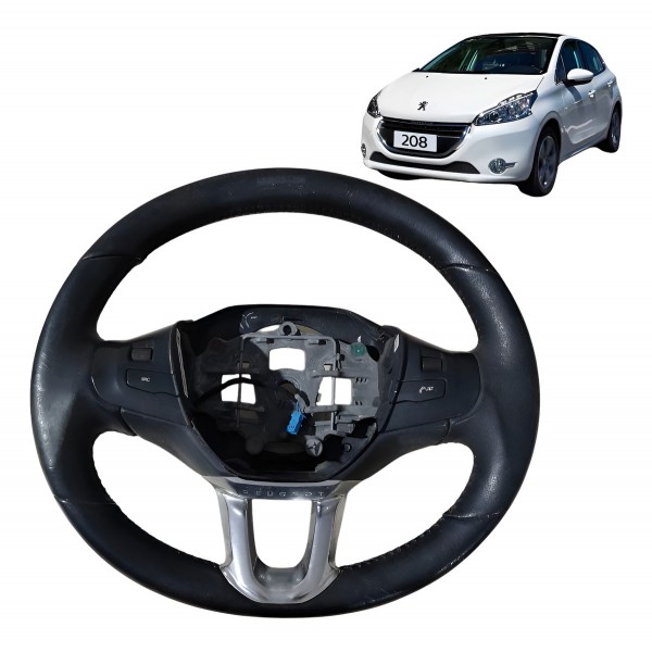 Volante Direção Peugeot 208 2008 2014 2015a 2021 Com Comando Preto
