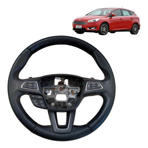 Volante Direção Ford Focus 2015 2016 2017 Com Comandos Preto