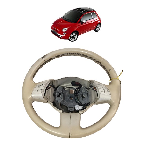 Volante Direção Motorista Fiat 500 2012 2013 Bege Original - Branco