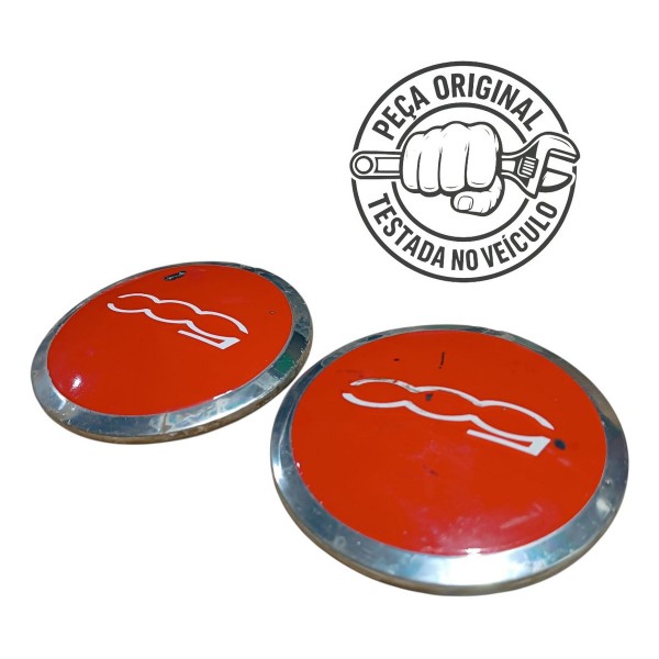 Calota Central Roda Fiat 500 Original 2012 2013 2014 2015 Vermelho