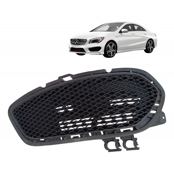 Grade Esquerda Parachoque Mercedes Cla250 2015 2016 2017 Preto Fosco