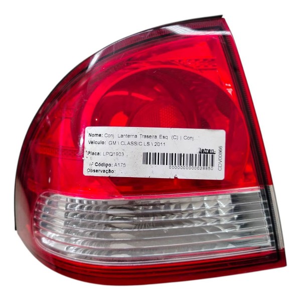 Lanterna Esquerda Gm Classic 2011 2012 2015 2017 Original Esquerdo/motorista Vermelho