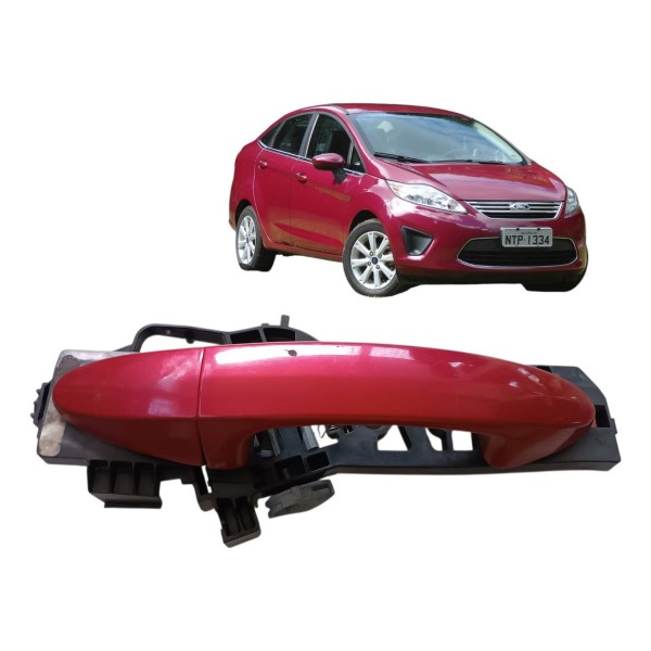 Maçaneta Externa Traseira Direito New Fiesta Mex 2011 2012 Vermelho Traseira
