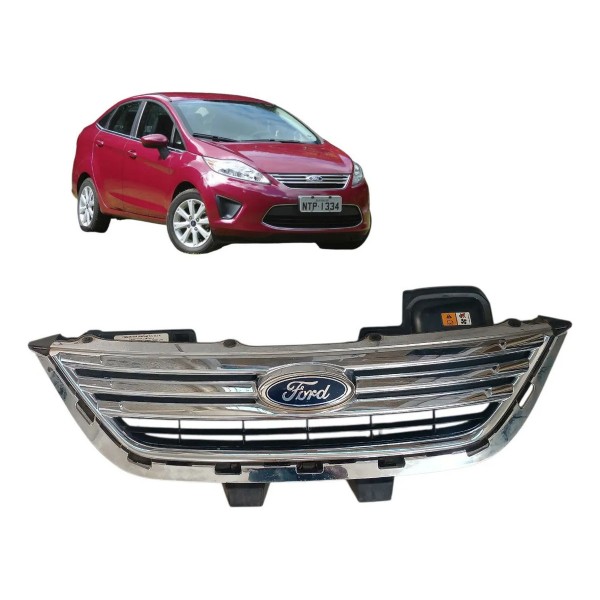 Grade Parachoque Dianteiro New Fiesta Mexicano Sedan 2012 Prateado Brilhante