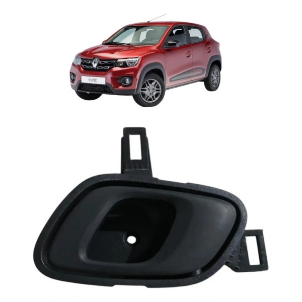 Maçaneta Interna Diant. Esquerda Renault Kwid 2019 2020 2022 Preto Dianteira