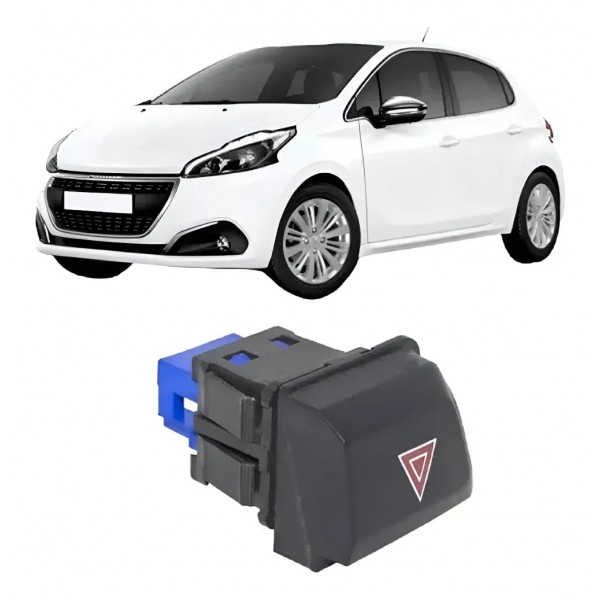 Botão Alerta Peugeot Citroen 208 2008 Air Cros Preto Preto Preto