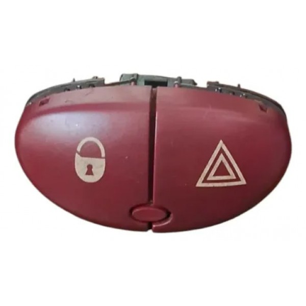 Botão Pisca Alerta Com Trava Portas Compatível Peugeot 206  Vermelho
