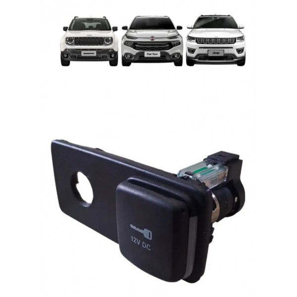 Tomada Moldura Plug Botão 12v Compass Renegade Toro 52056007 Petro