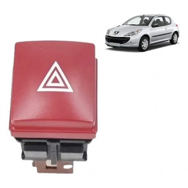 Interrupto Botão Pisca Alerta Peugeot 207 96472122kr Vermelho