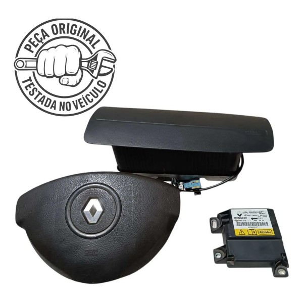 Kit Air Bag Renault Sandero 2010 2011 2012 2013 2014 Preto Preto