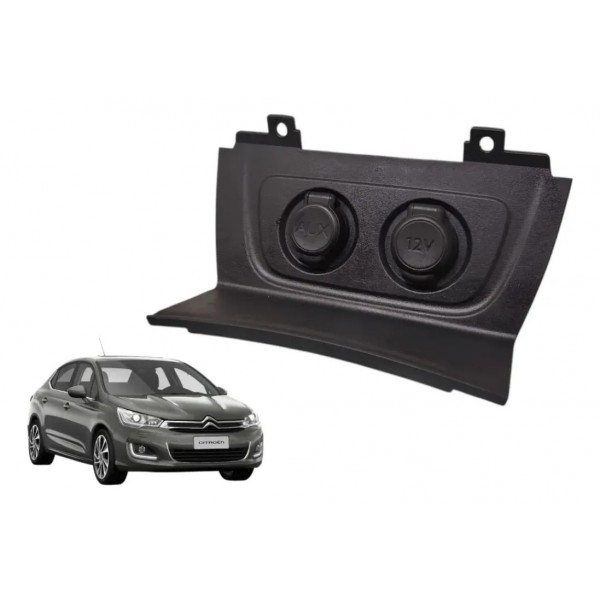 Moldura Entrada Auxiliar Usb Tomada 12v C4 Lounge 2014 2019 Preto