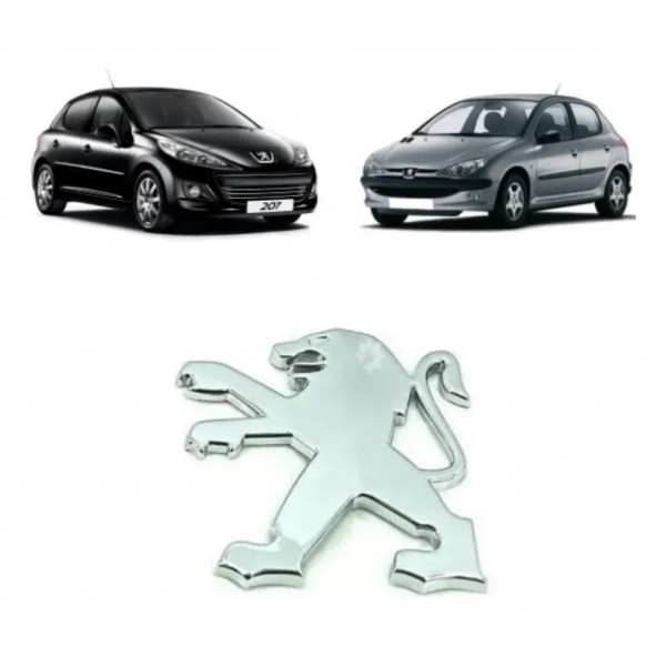 Emblema Tampa Traseira Peugeot 206 207 Sw Original Prateado