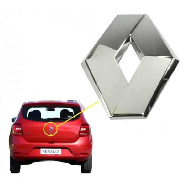 Emblema Da Tampa Do Porta Malas Renault Logan Sandero Prateado