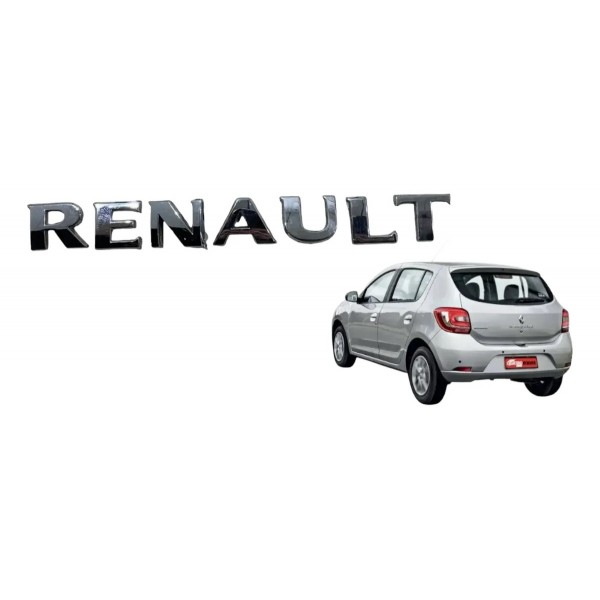 Emblema Letreiro Renault Logan Sandero Duster Megane Prateado