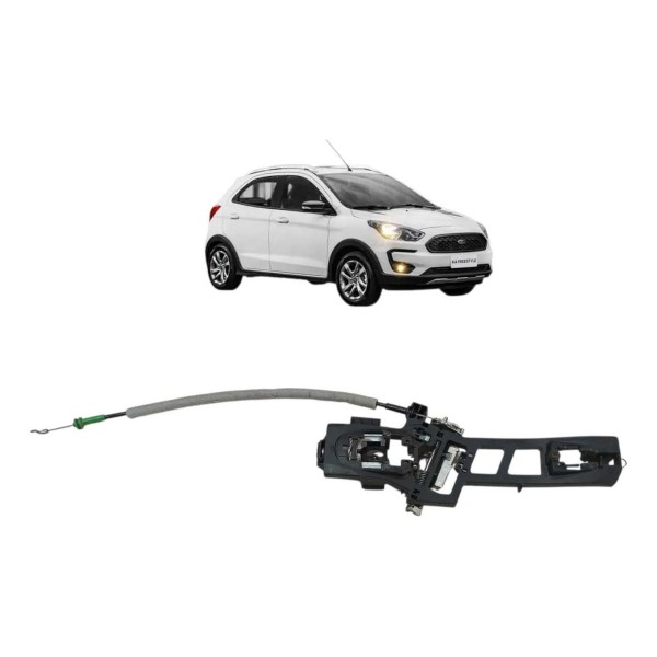 Suporte Macaneta Porta Traseira Direita Ford Ka 2020 2021 Preto Traseira