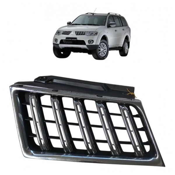 Grade Dianteira Esq Mitsubishi L200 Pajero Dakar 2008 A 2016 Preto Brilhante