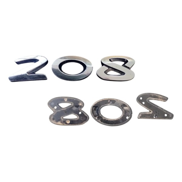 Emblema Letreiro Traseiro Peugeot 208 2013/2019 Cromado Cromado