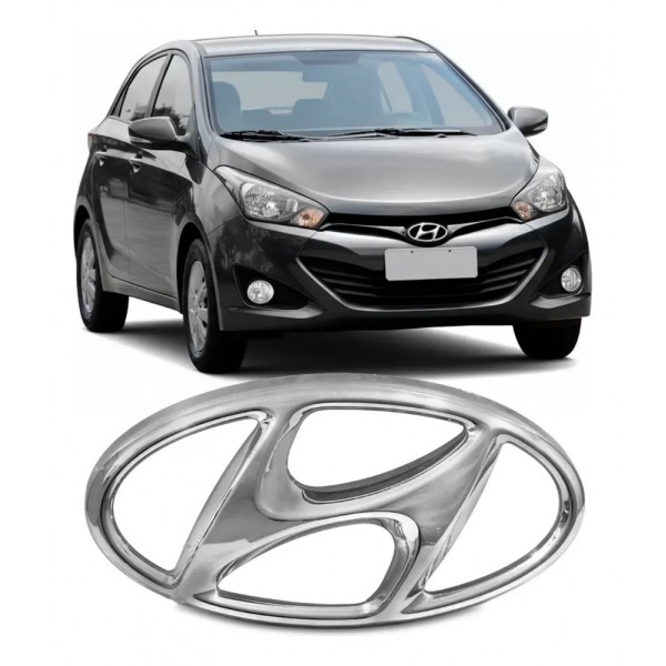 Emblema Da Grade Genuino Hyundai Hb20 Prata