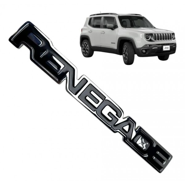 Emblema Letreiro Porta Jeep Renegade 2015 2016 2017 2018 Preto E Cromado
