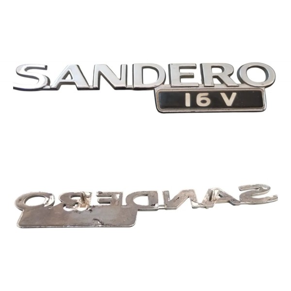 Emblema Sandero 16v Letreiro Cromado Linha Renault 2009/2012 Cromado
