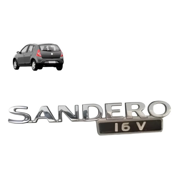 Emblema Sandero 16v Letreiro Cromado Linha Renault 2009/2012 Cromado