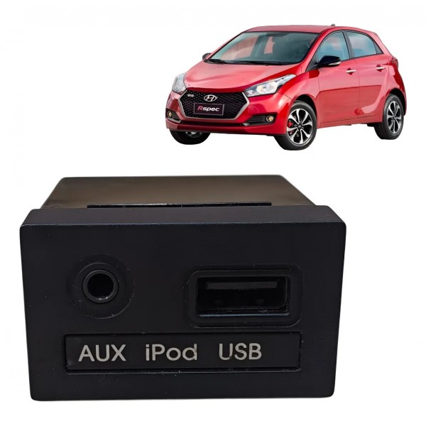 Entrada Auxiliar Painel Usb 12v Hyundai Hb20 2012 2013 A2019 Preto